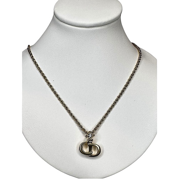 Like New Vintage Christian Dior Roped C.D Logo Rhinestone Necklace - Picture 3 of 10